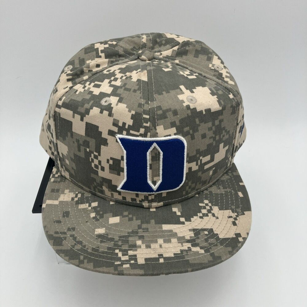 Nike Duke Blue Devils Camo Fitted Hat 7 5/8 Green Blue D NCAA Cotton Cap - Picture 12 of 12